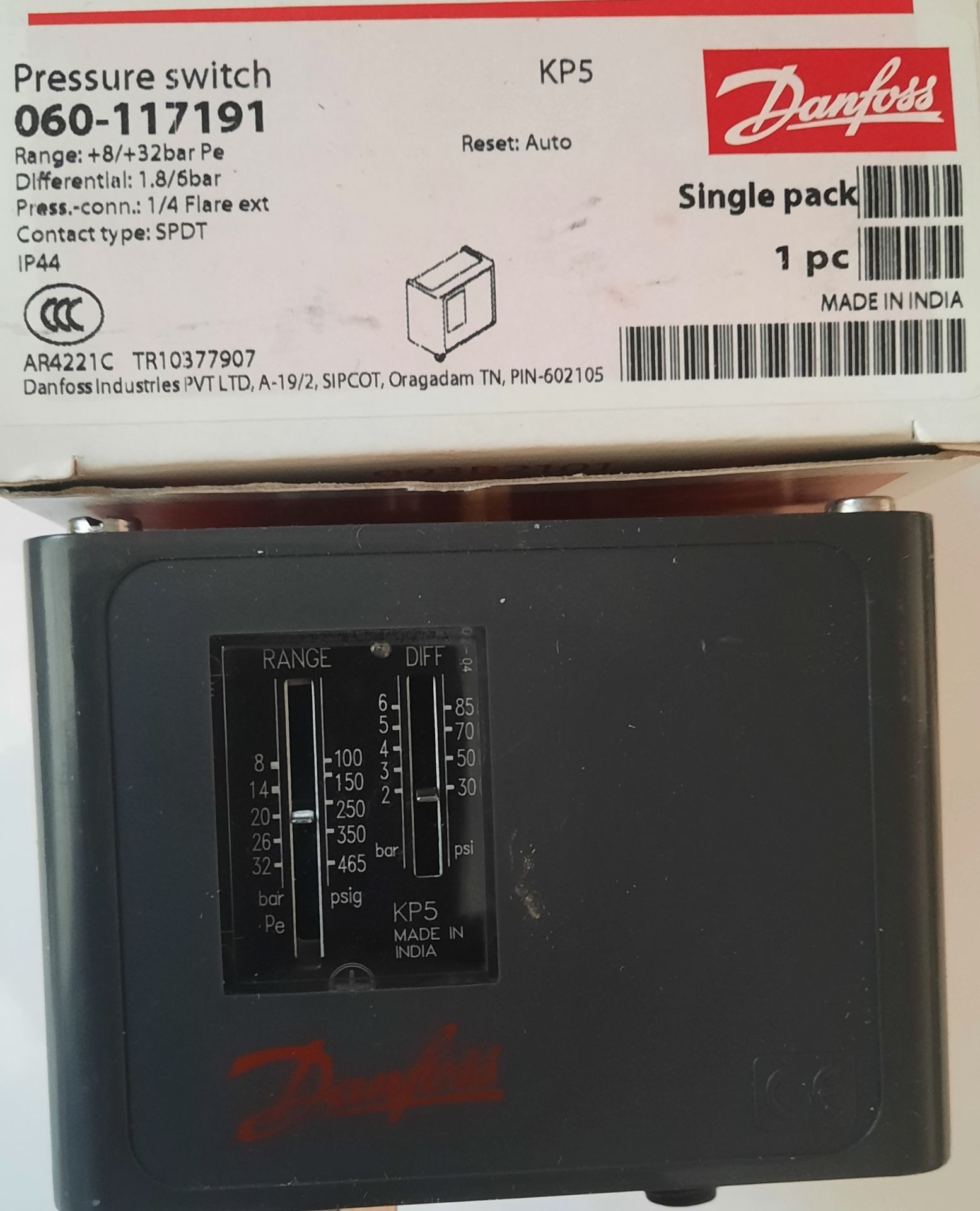 پرشرسوئیچ فشار بالا دانفوس Danfoss KP5 – کد 060-117191